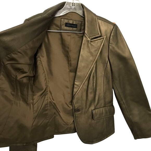 CONTEXT  Bronze Leather Blazer Jacket Womens Size M - Picture 3 of 9